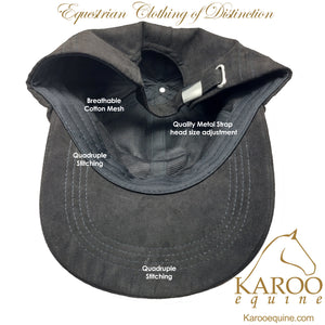 Karoo Equine Unisex Cap - Air Flow Cotton Mesh with Adjustable Metal Strap