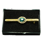 Load image into Gallery viewer, Gold Plated Stock Pin with Blue Saphire surrounded with diamontee crystals