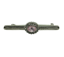 Load image into Gallery viewer, Silver Stock Pin with Kunzite Rose Centre with diamontee crystal surround stock pin