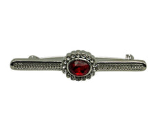 Load image into Gallery viewer, Silver Stock Pin with Ruby Red Colour Centre with diamontee crystal surround stock pin