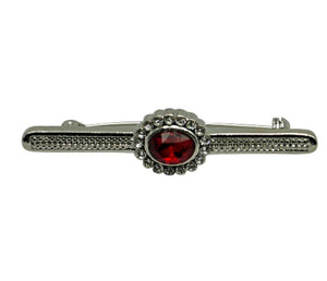 Silver Stock Pin with Ruby Red Colour Centre with diamontee crystal surround stock pin