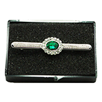 Silver Stock Pin with Light Emerald Centre with diamontee crystal surround stock pin