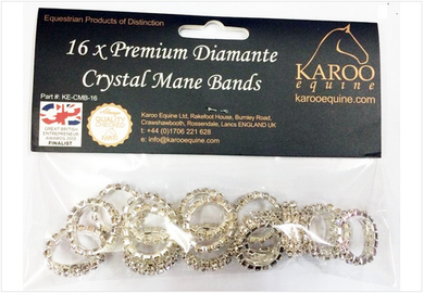 Diamante Crystal Mane Plaiting bands Elastic 16 Pieces - Twin Row Crystals - by Karoo Equine
